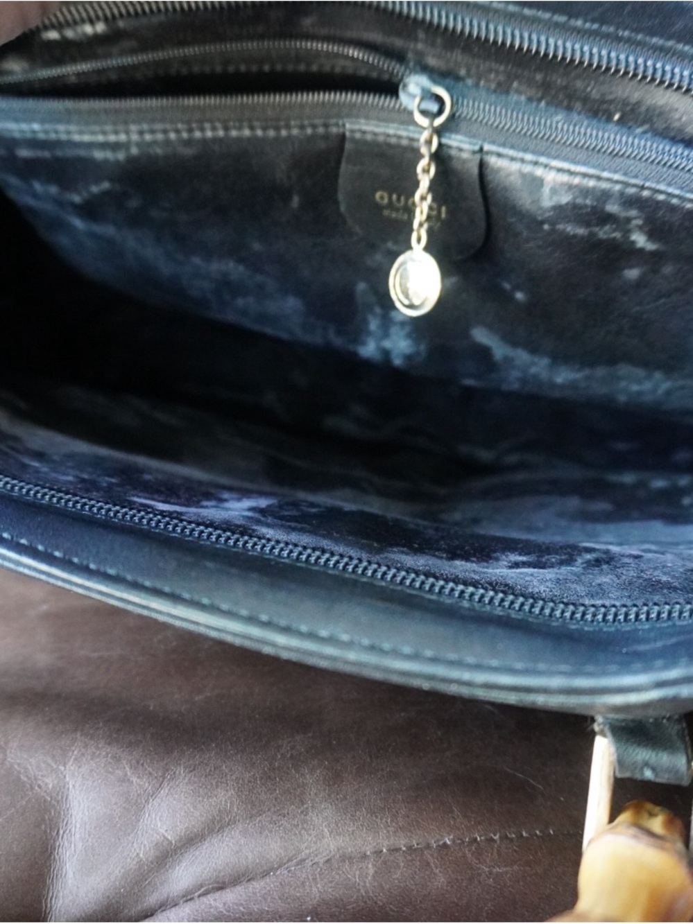 Gucci Black Leather Shoulder Bag with Bamboo Top Handles and Detachable Strap - Picture 6 of 10